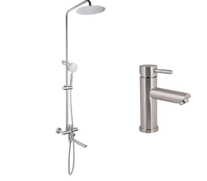 Душевая система со смесителем для умывальника Lidz Aria 10331 из нержавеющей стали Nickel (2700771335)