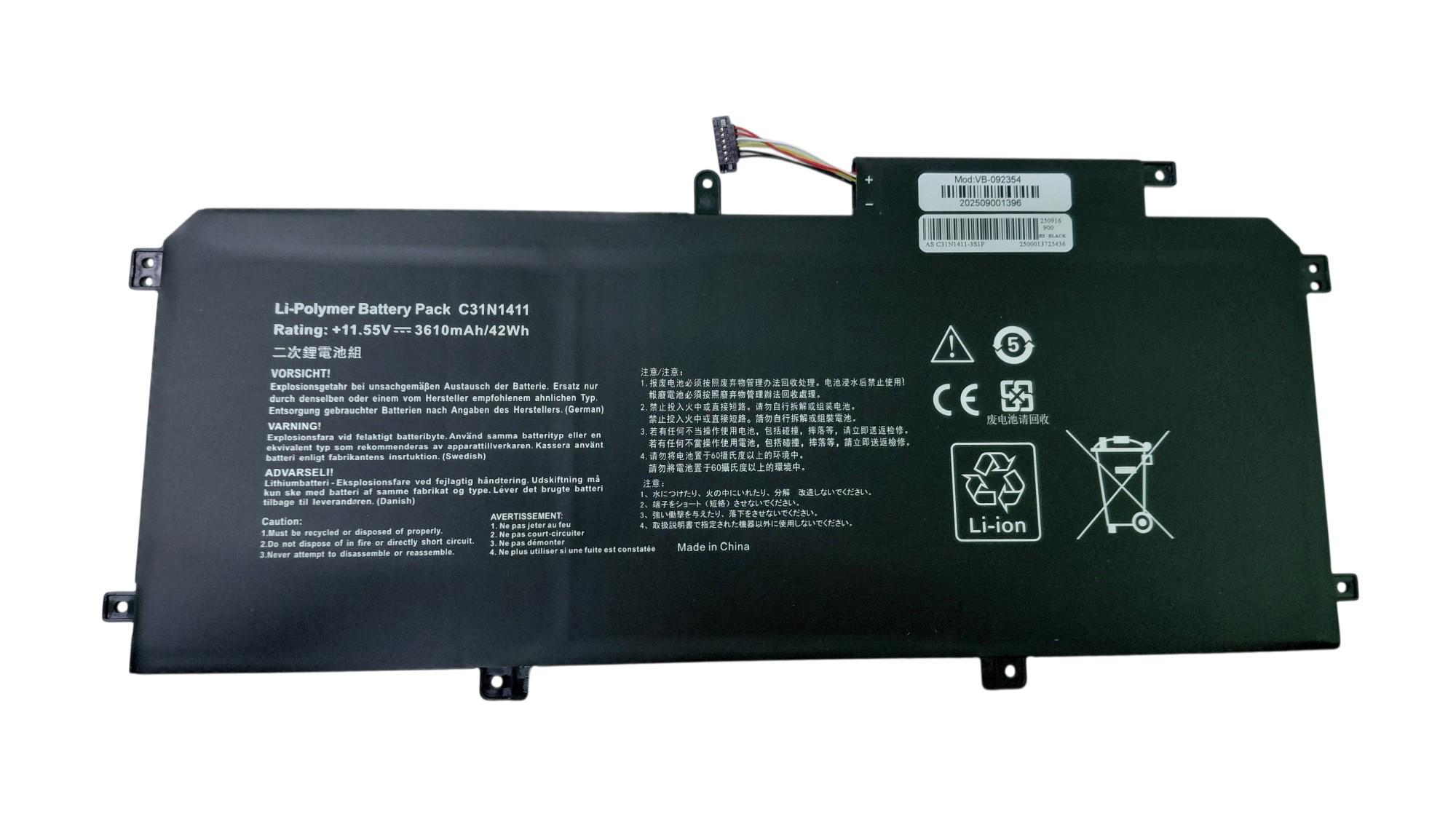 Аккумулятор для ноутбука Asus C31N1411 UX305FA 11,55V 3610mAh OEM Black (092354)