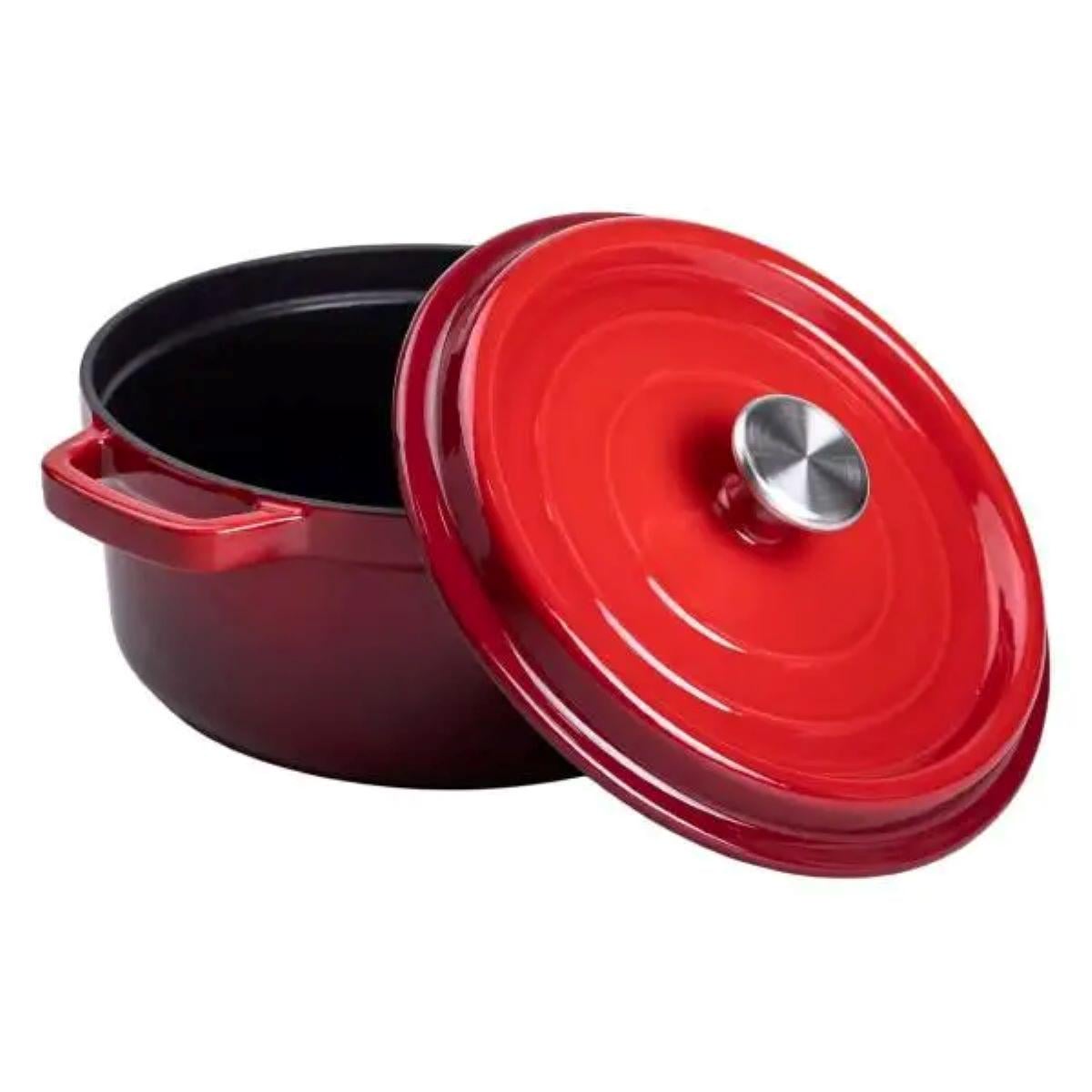 Кастрюля чугунная эмалированная с крышкой 24 см 3 л Красный (6813)