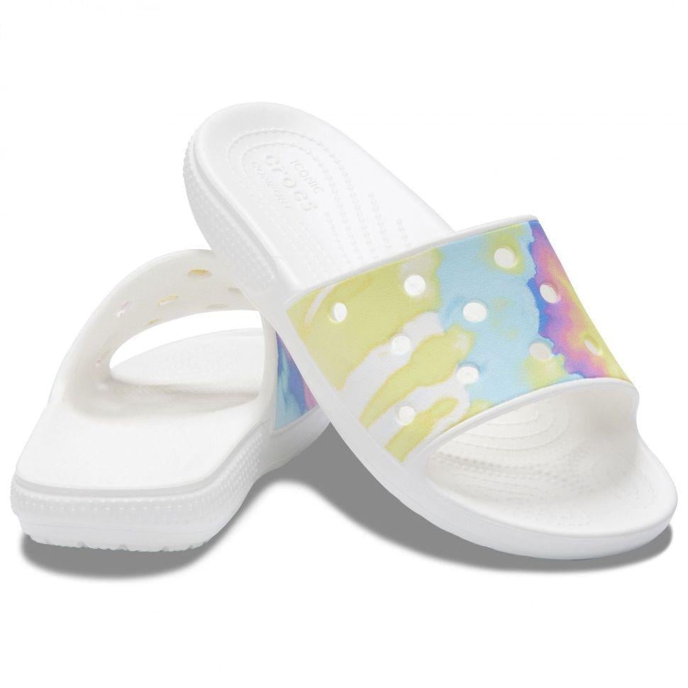 Шльопанці жіночі утеплені Crocs Classic Tie-Dye Slide р. 43-44 Білий (5285)