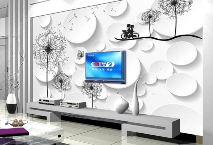 Фотообои флизелиновые 3D для спальни/зала/кухни моющиеся Одуванчики и круги