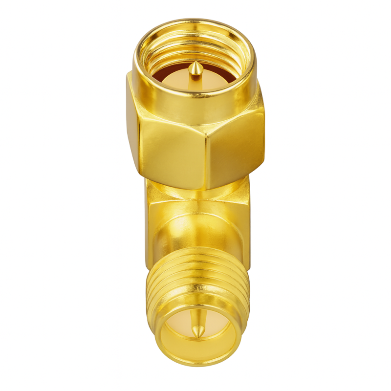 Адаптер угловой переходной SMA штекер-RP-SMA гнездо для антенн и кабелей металл (000050137)