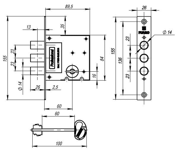 Замок врізний сувальдний Fuaro MDV10/S-60.00.3R14 5key - фото 2