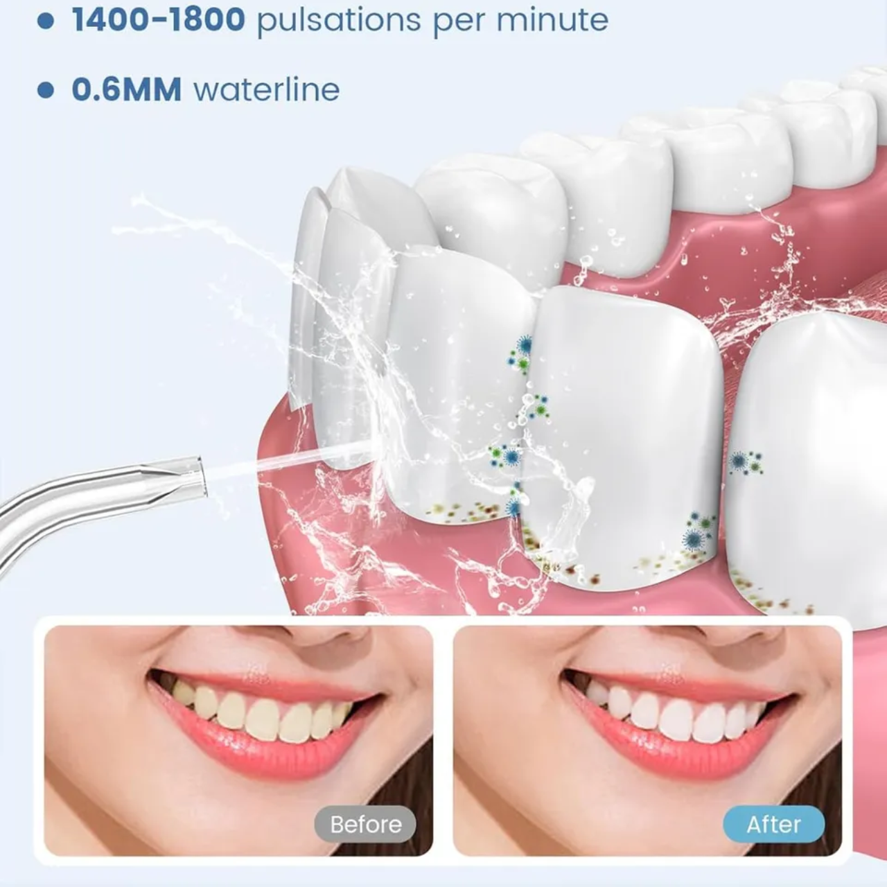 Ирригатор беспроводной AUIEI Water Flosser 300 мл 8 насадок 5 режимов IPX7 для дома и путешествий (Y205) - фото 6 Ирригатор беспроводной AUIEI Water Flosser 300 мл 8 насадок 5 режимов IPX7 для дома и путешествий (Y205) - фото 6