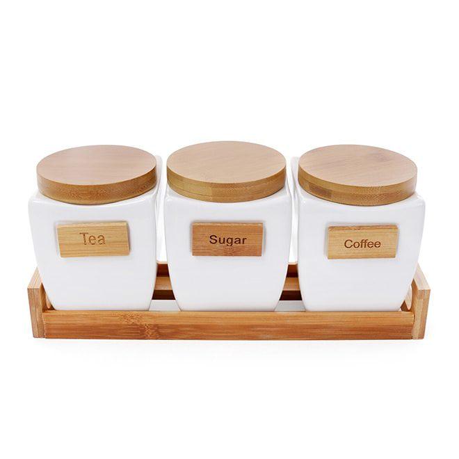 Набор керамических банок Flora Naturel на подставке 3 шт. 0,8 л (32225)