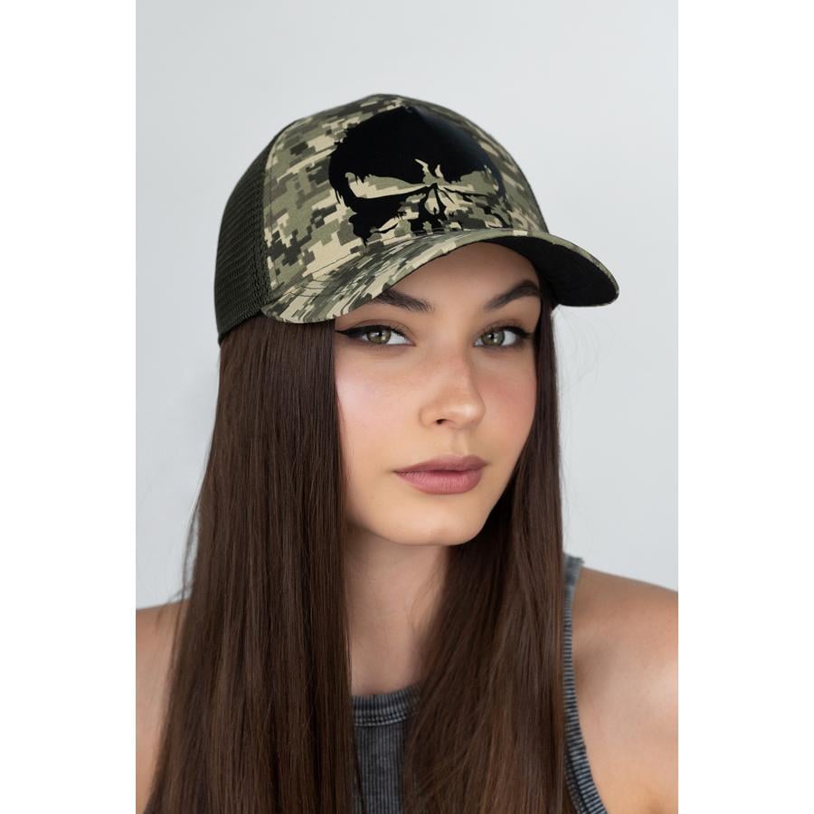 Кепка-тракер женская Braxton 1506-1 котоновая пятиклинка на сетке с регулятором р. 57-58/L Пиксель/Черный (28207291)