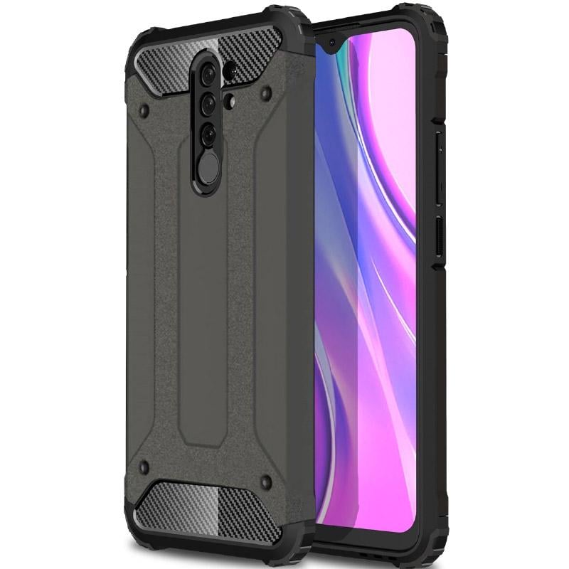 Бронированный противоударный TPU+PC чехол Immortal для Xiaomi Redmi 9 Металл/Gun Metal - фото 1