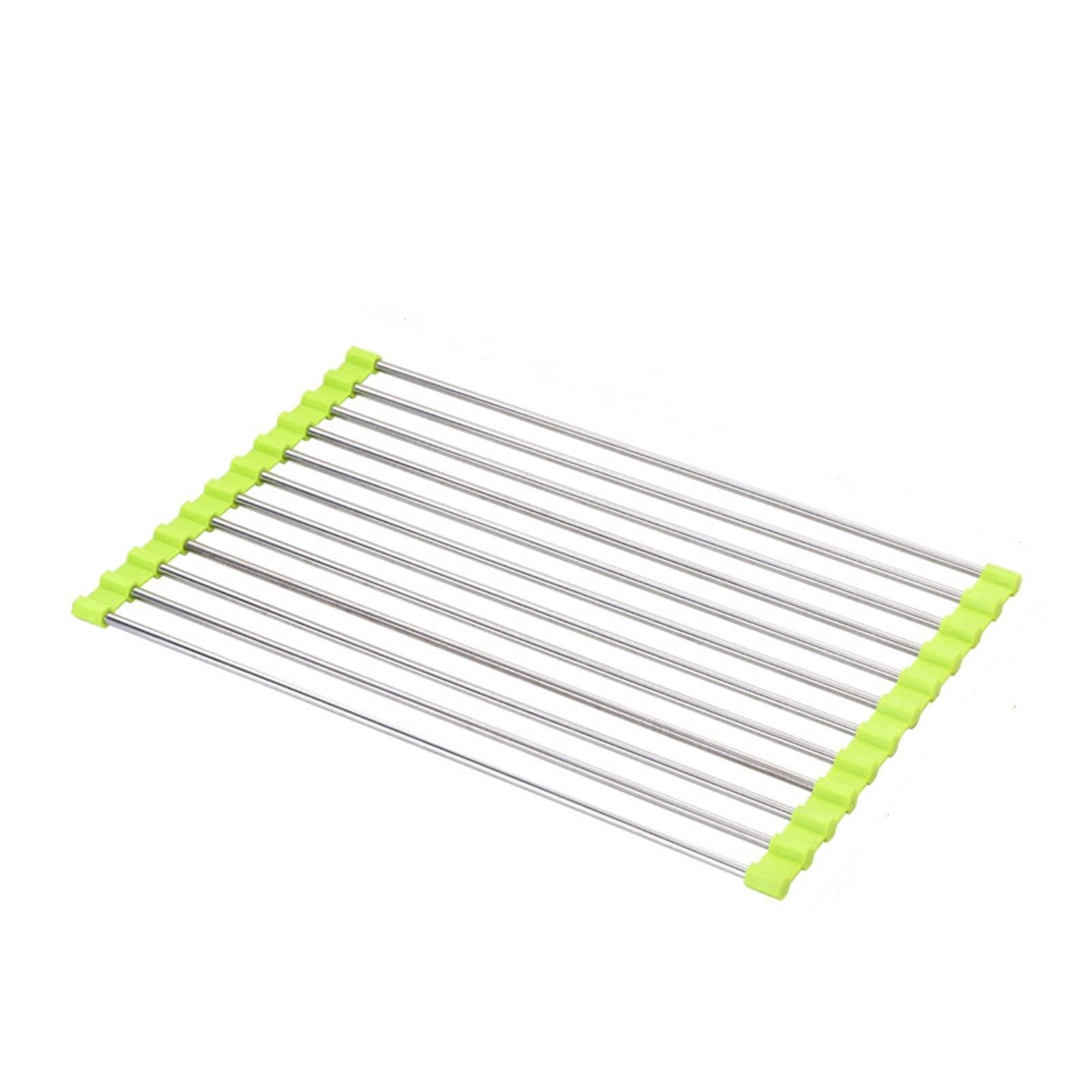 Сушилка-решетка RollDryRack на мойку складная для посуды и продуктов Зеленый/Серебристый (578)