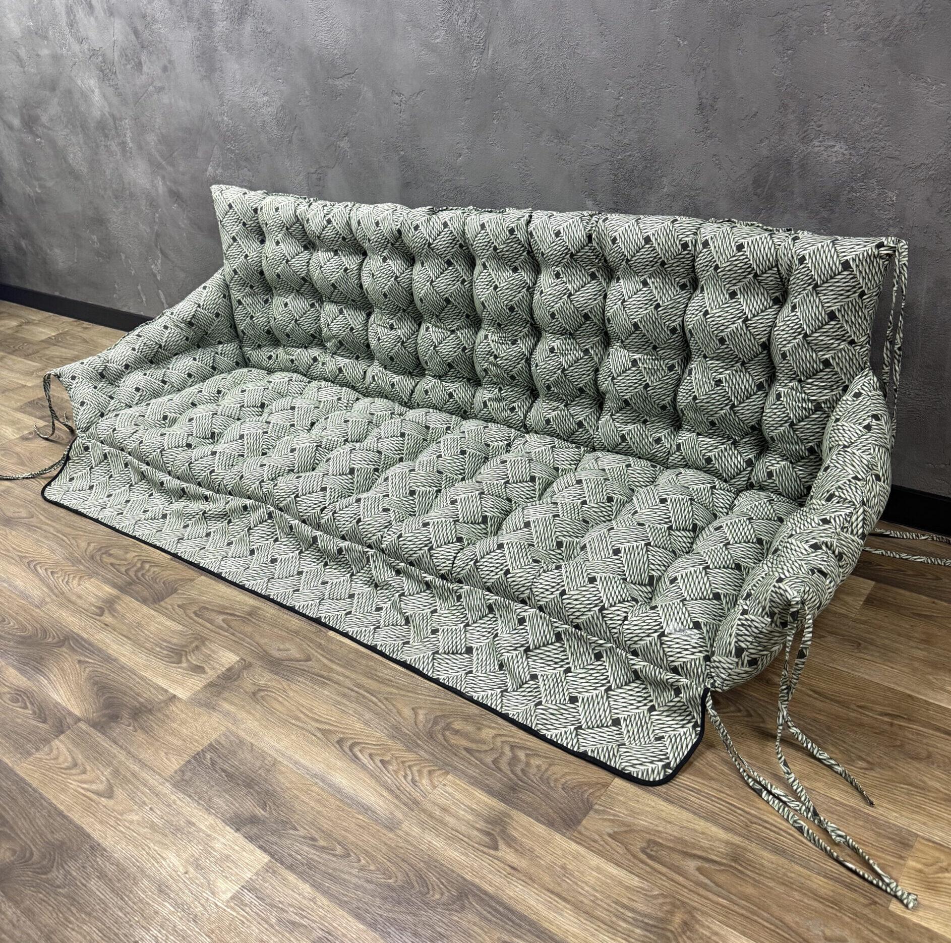 Подушка Сomfort Home Rope с бортами и рюшей на поддоны/качели/каркасы/садовая мебель панама 150х50х50х20 см