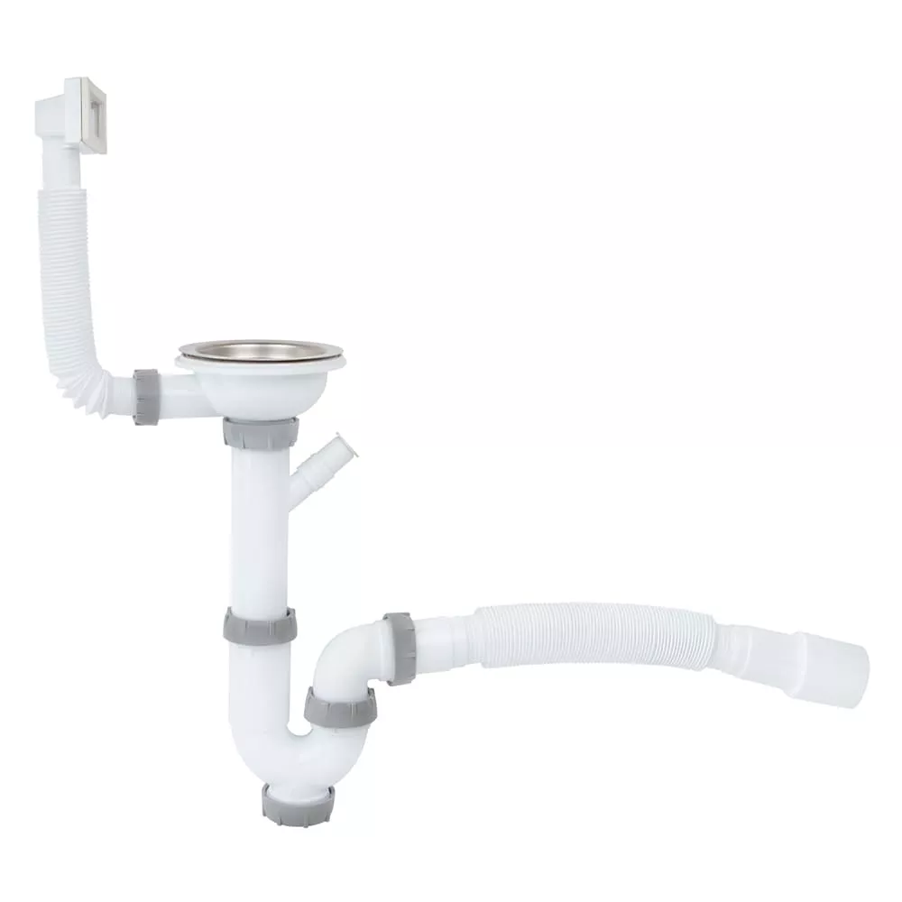 Сифон для кухонной мойки ITAL P1112 3 1/2" х 40 мм с ревизией + пралка перелив гофротруба (SQ-1048549)