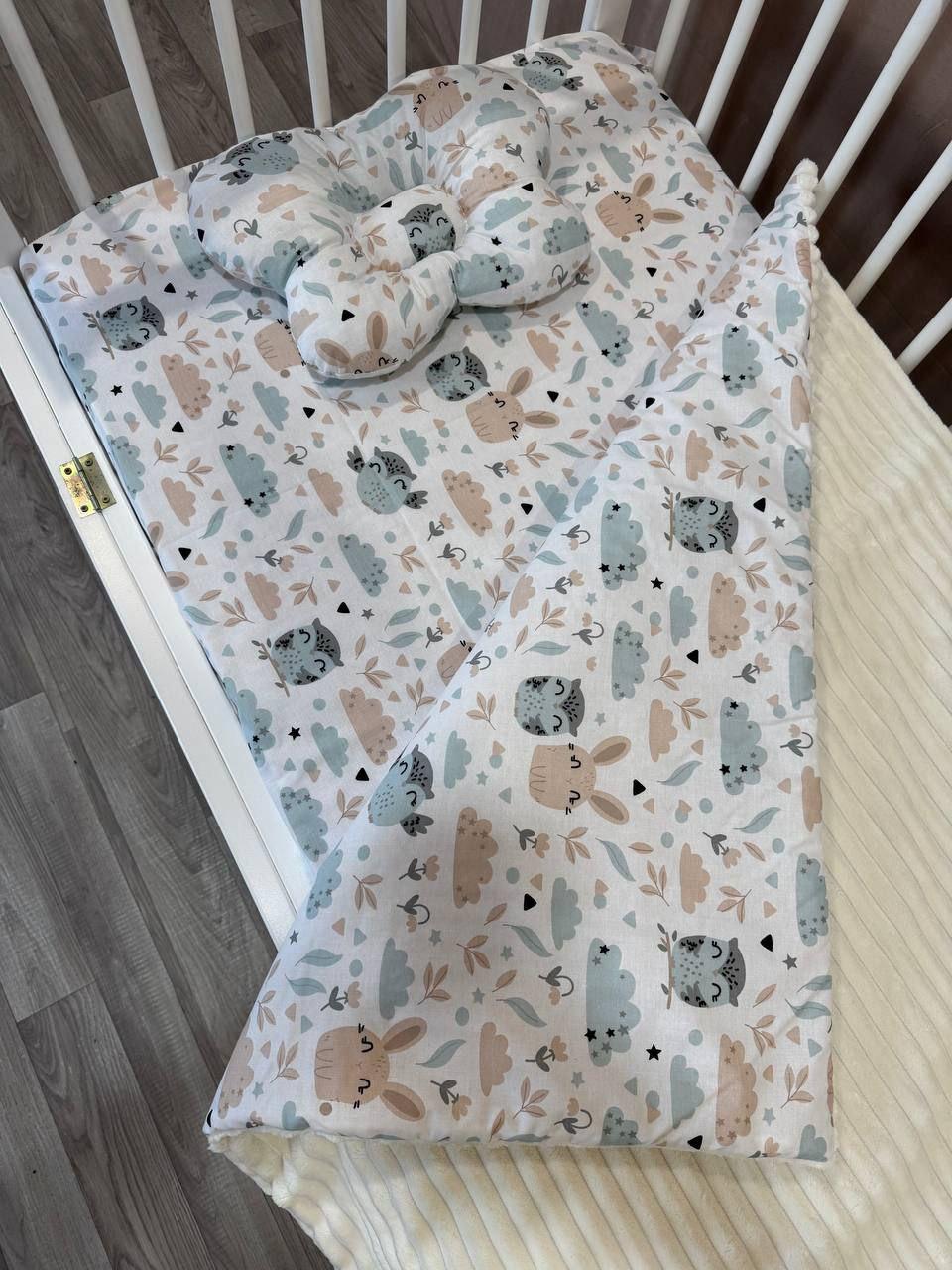 Комплект постельного белья Манюня из бязи для кроватки 78x98 см Молочный (П4К-am-manin-014)