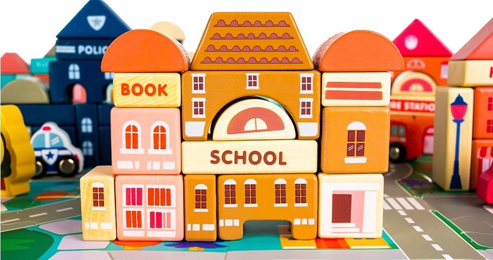 Конструктор деревянный Iso Trade City 115 деталей с ковриком-пазлом и транспортом (11228) - фото 8