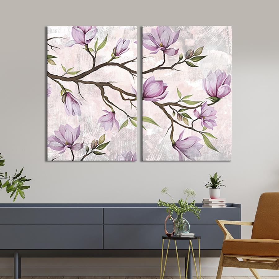 Модульная картина на холсте Диптих Живописная ветка магнолии 165x122 см (270-2)
