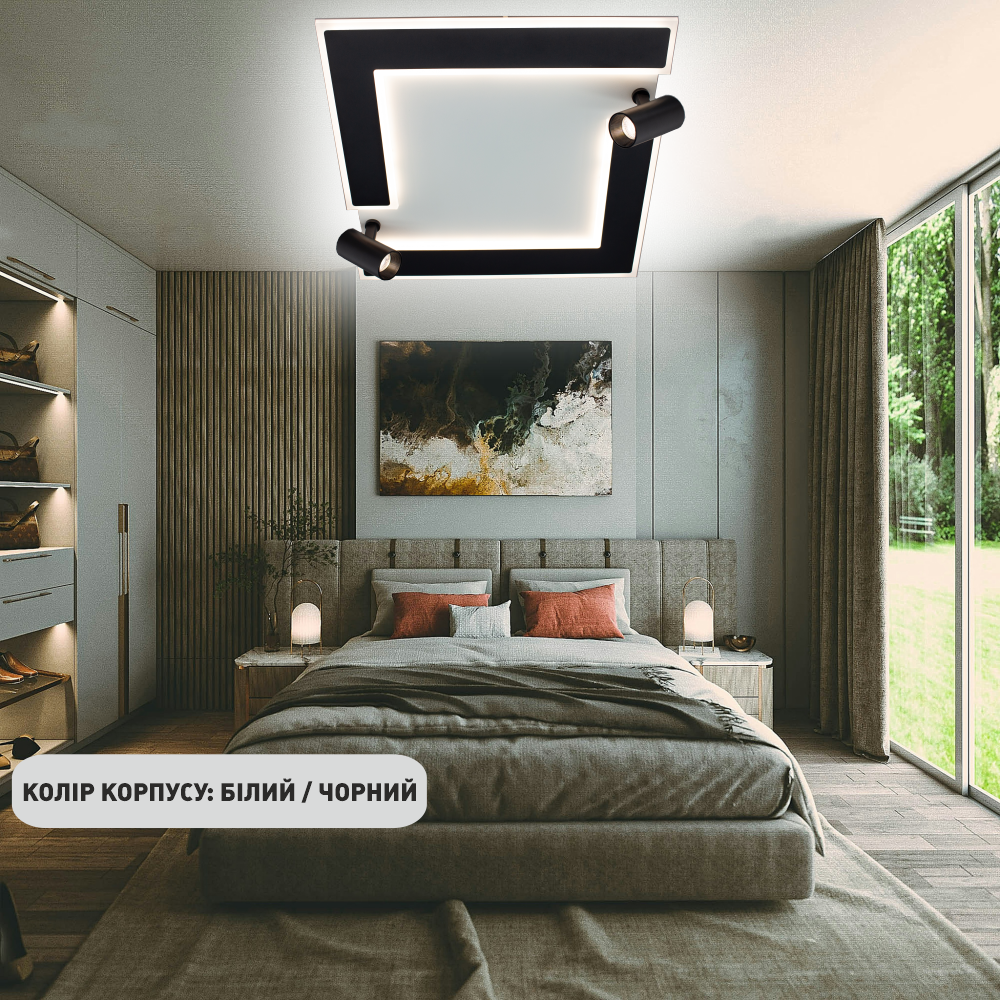 Люстра-смарт світлодіодна ESLLSE CONSUL 80 Вт S 480х480х125 мм Чорно-білий (141-10436-01) - фото 3