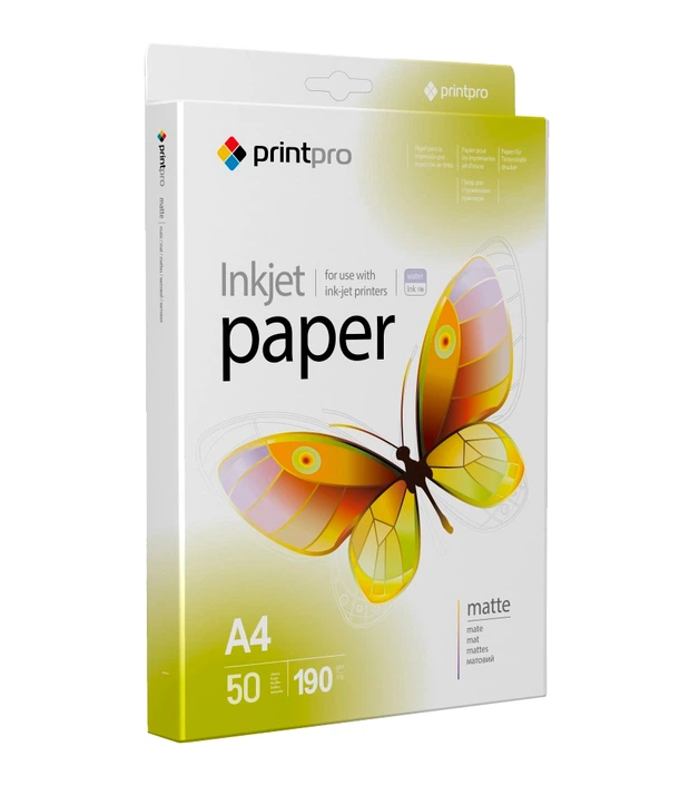 Фотобумага матовая PrintPro A4 190 г/м2 50 листов (PME190050A4)