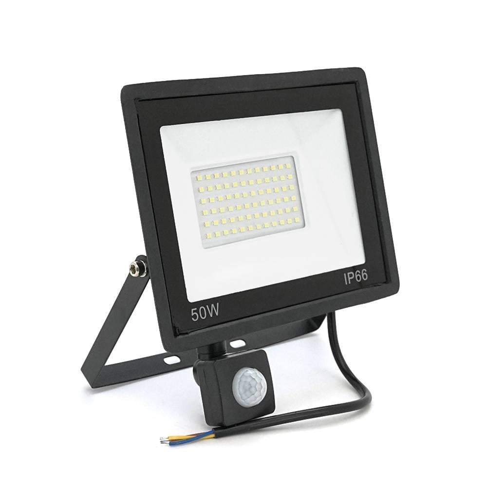 Прожектор LED з датчиком руху Ritar ZB-PGGY-50W 50W SMD2835 IP65 4000Lm 6500K 100% 182х146х40 мм Black