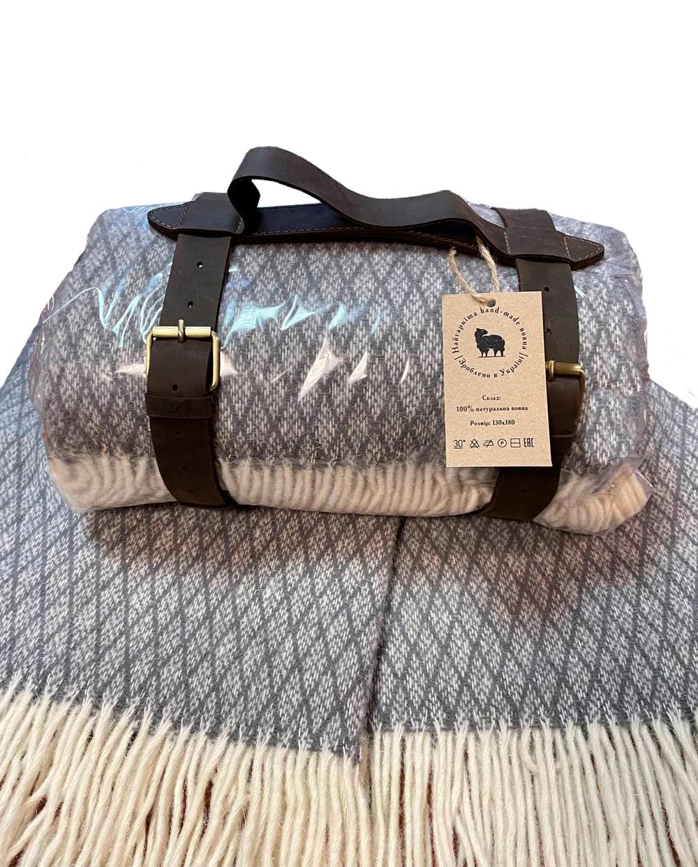 Плед шерстяной Love You Тревел 130x180 Синий ромб (4543)