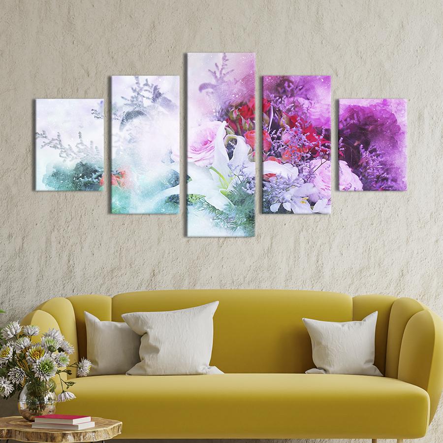 Картина на холсте Букет абстрактных цветов 162x80 см (854-52)