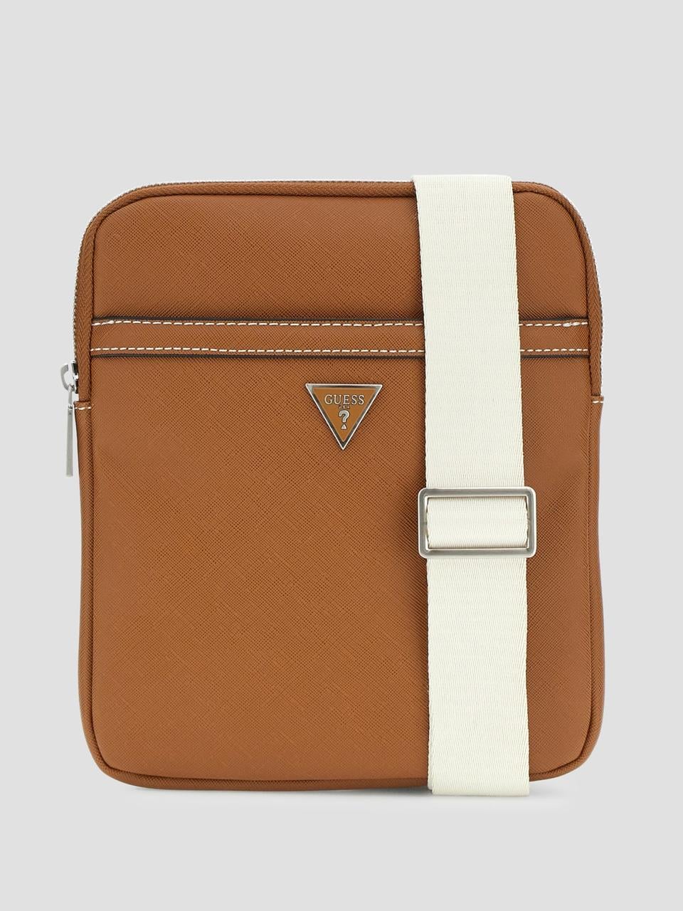 Мужская сумка Guess Eco Saffiano Flat Crossbody Коричневый (78124542161)