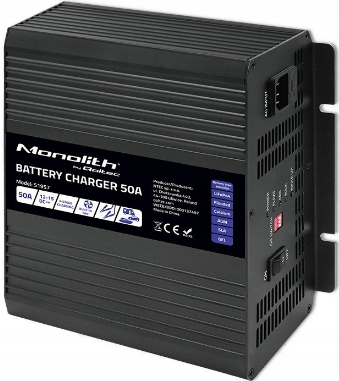 Зарядний пристрій для акумуляторів QOLTEC LiFePO4 AGM GEL SLA 50A 12V - фото 7 Зарядний пристрій для акумуляторів QOLTEC LiFePO4 AGM GEL SLA 50A 12V - фото 7