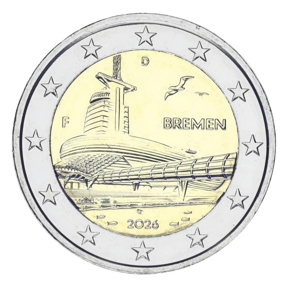 Коллекционная монета Германия 2 евро 2026 Биметалл UNC D Дом климата Бремергафен в г. Бремен (М24379)