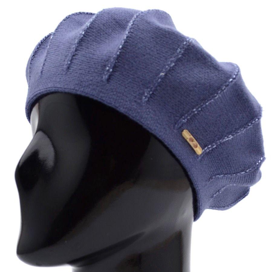 Берет женский Lirus Лана двойной из шерсти с люрексом р. 56-58 Джинсовый