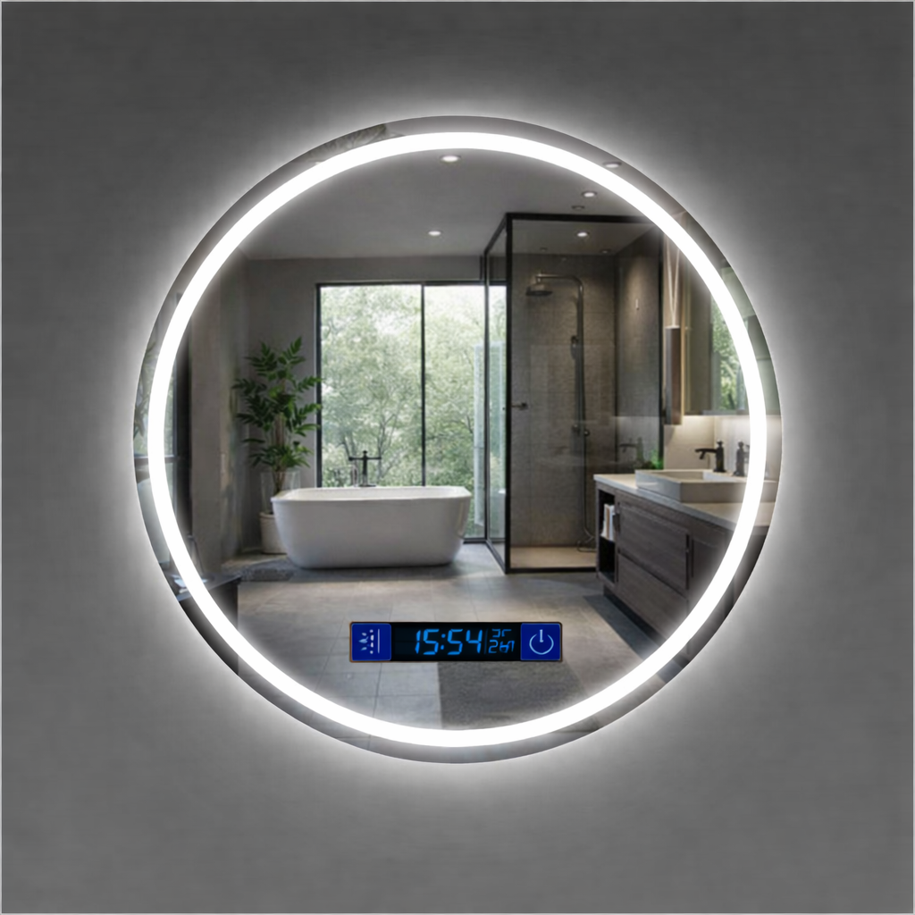 Зеркало круглое LED ML-15 60x60 см с подсветкой/Smart-дисплеем часы/температура и подогревом антизапотевания Зеркало круглое LED ML-15 60x60 см с подсветкой/Smart-дисплеем часы/температура и подогревом антизапотевания