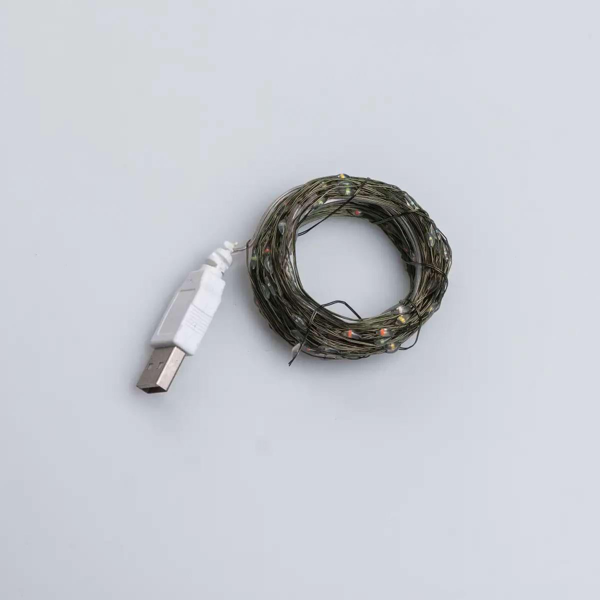 Гирлянда-роса USB на 200 LED светодиодов Капля зеленый провод 20 м Разноцветный (5284)