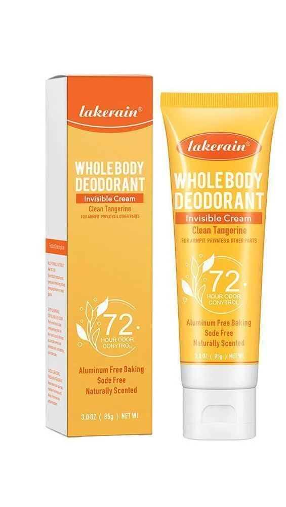 Дезодорант део-крем антиперспирант Lakerain WHOLE BODY DEODORANT Invisible Cream 72 HOUR ODOR CONYTROL апельсин 85 мл (0210101)