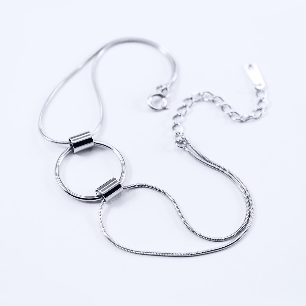 Срібний браслет подвійний з кругом (b2-21)