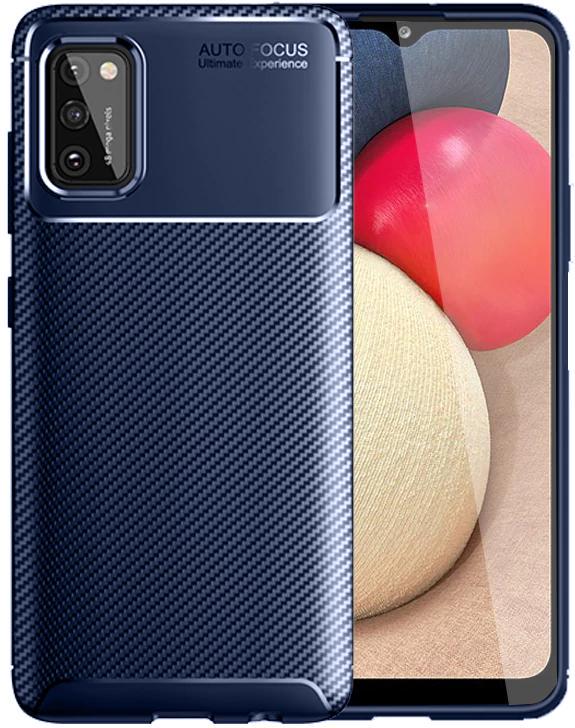 Чехол накладка Auto Focus Carbon для Samsung Galaxy A02s A025 Blue (20057-28)