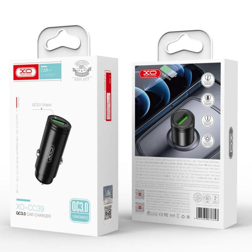 Адаптер Xo CC39 1USB/QC3.0/3A Black - фото 3