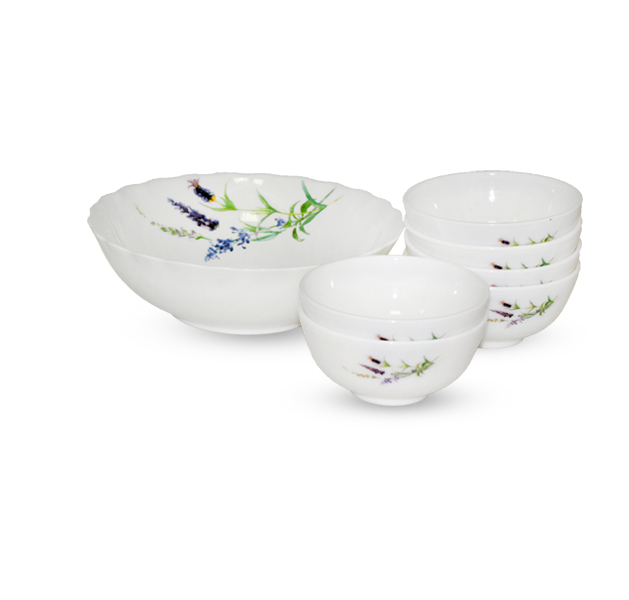 Набор салатников стеклокерамических SNT Лаванда D20,3 см 1 шт. D15,5 см 6 шт. (MSN-30097-1065)