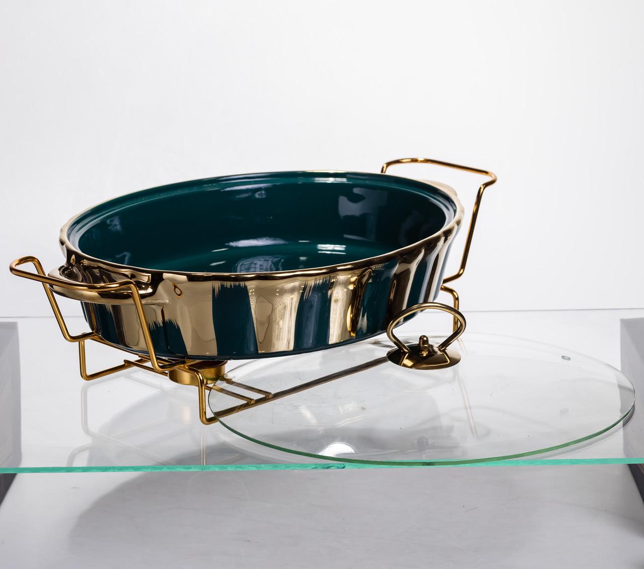 Мармит фарфоровый настольный овальный мармитница с подогревом 2 л (JY-7)