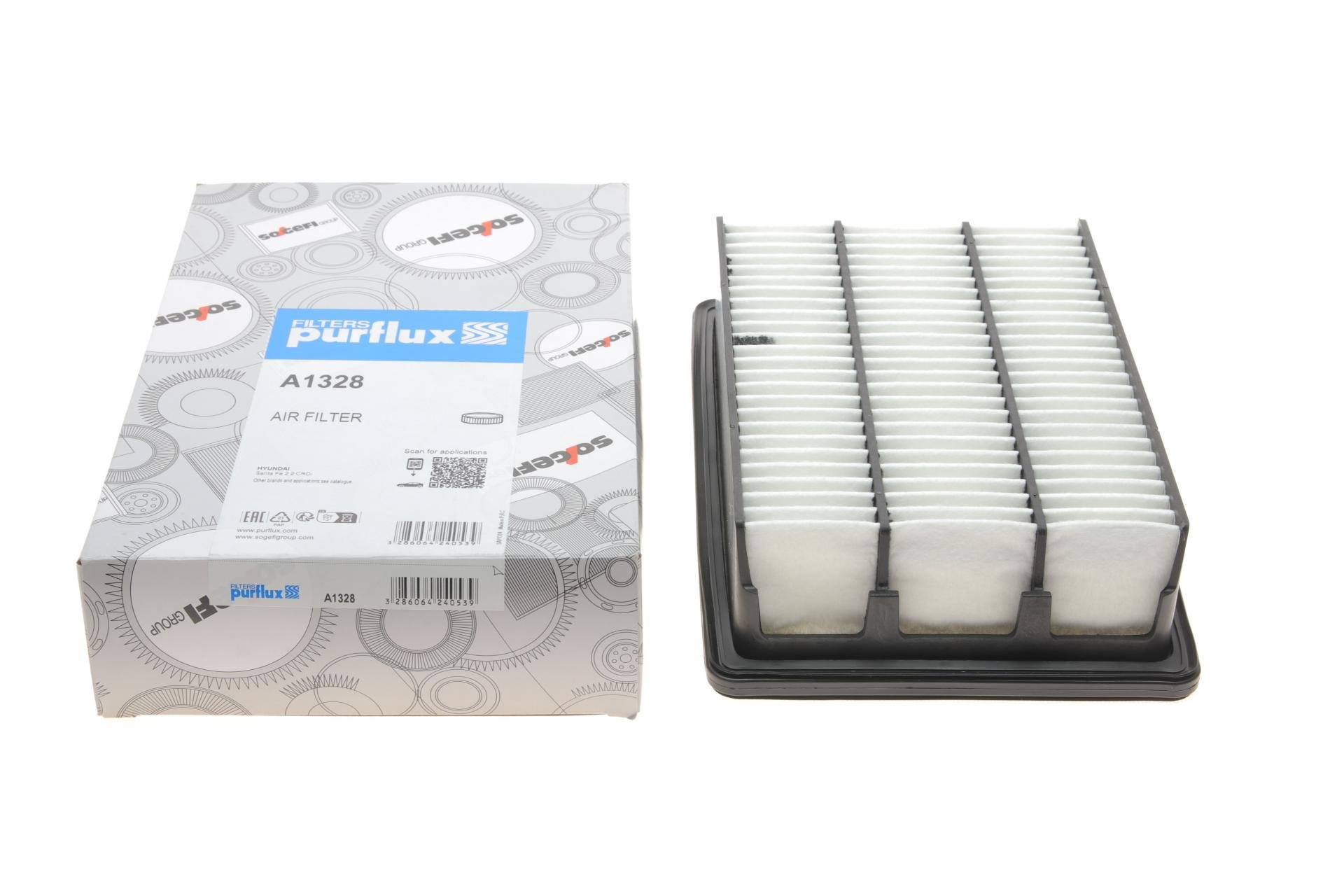 Фильтр воздушный PURFLUX для Hyundai Santa Fe 2,2CRDi/2,7V6 06- (12- (A1328)