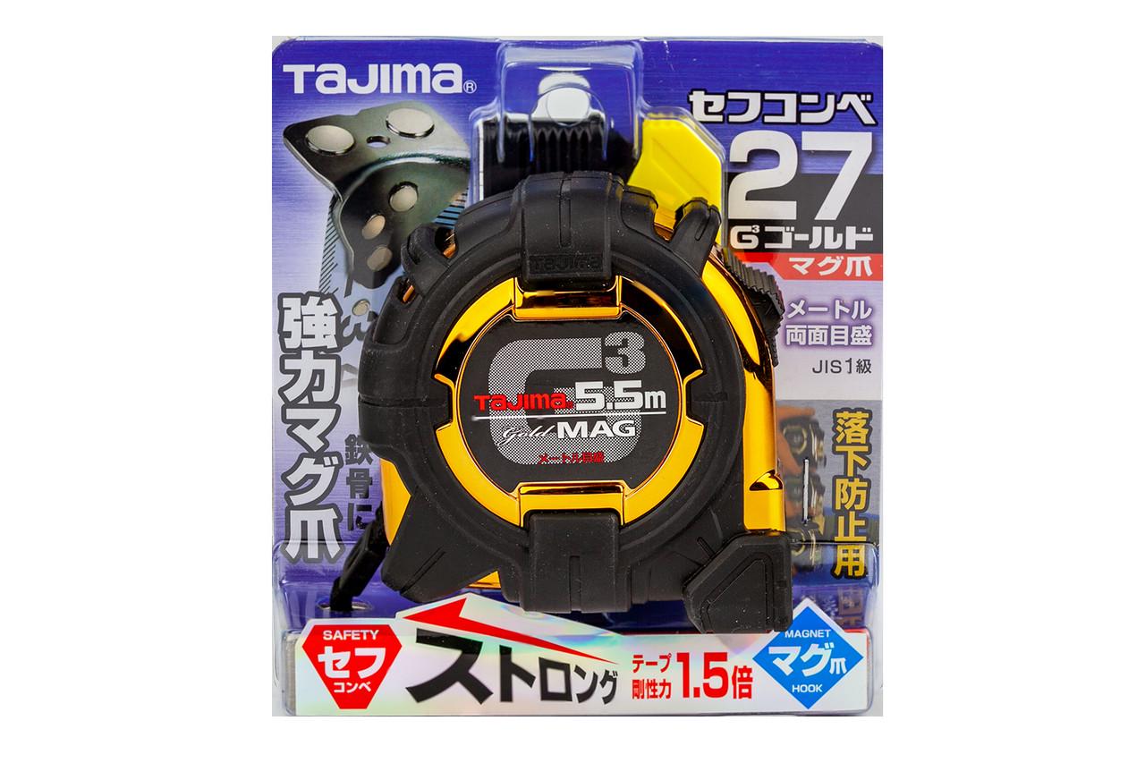 Рулетка строительная TAJIMA G3 LOCK магнитная ударопрочная с держателем на ремень 5,5 м/27 мм (29710357)