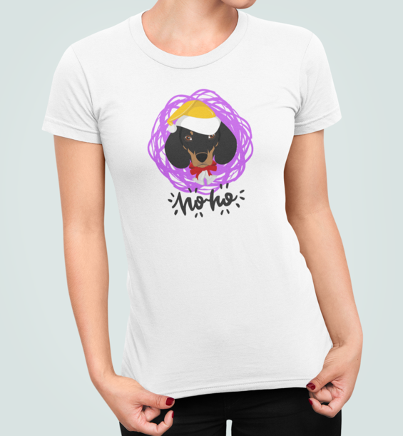 Футболка женская новогодняя Stedman с принтом Hoho Такса М Белый (НГ6.1-7)