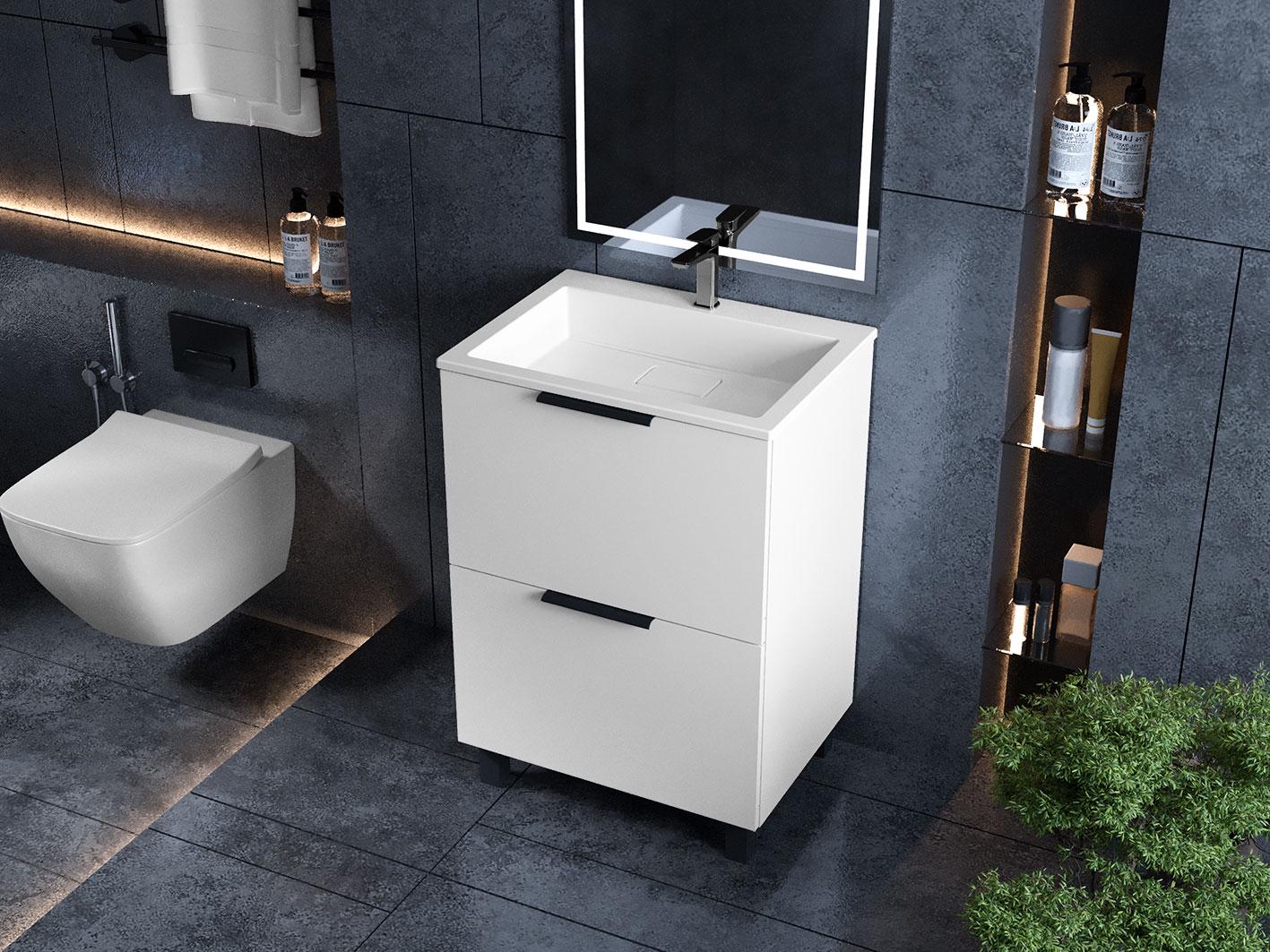 Тумба Status Hartia 50 с умывальником Aria Low 50 (13689)