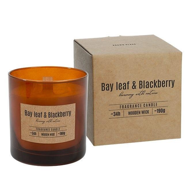 Свеча ароматическая Bispol Bay Leaf & Blackberry с деревянным фитилем (27577)