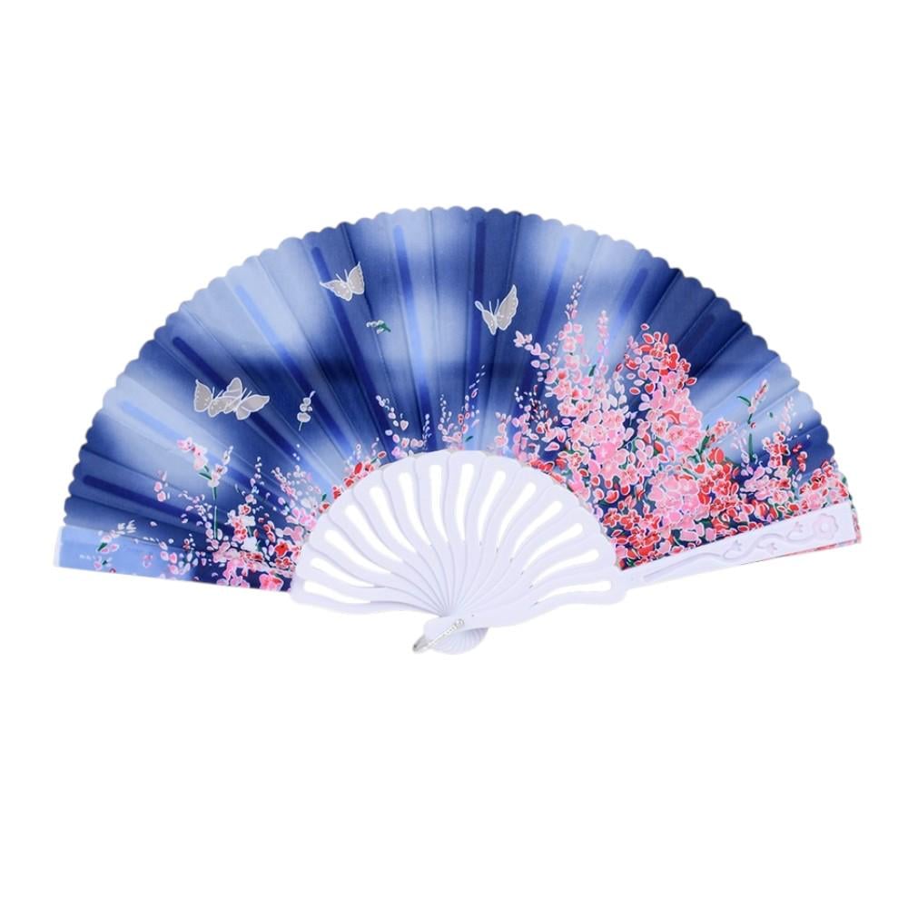 Веер ручной складной Stenson Сакура 23 см Синий с розовым (R38335)