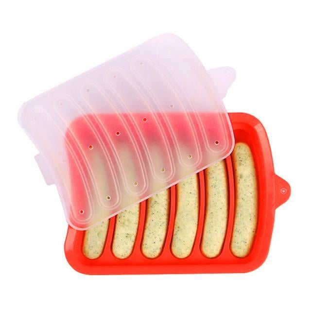 Форма для запекания хот догов/сосисок/колбасок/люля кебаб/кебабница силиконовая Красный
