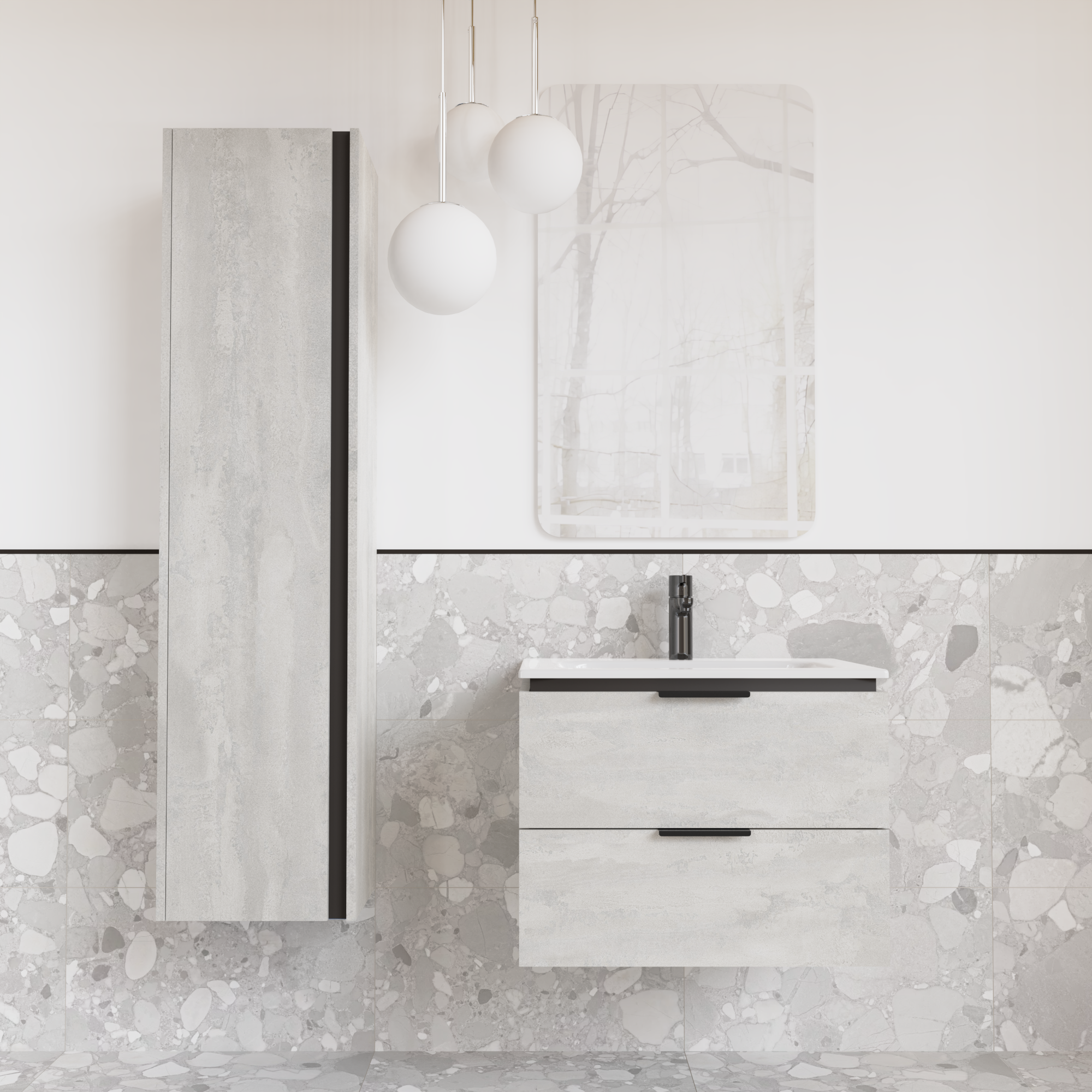 Тумба підвісна з раковиною MVK Vostok Icon 60 В2 600х450х530 мм Бетонний камінь (p260bt) - фото 4