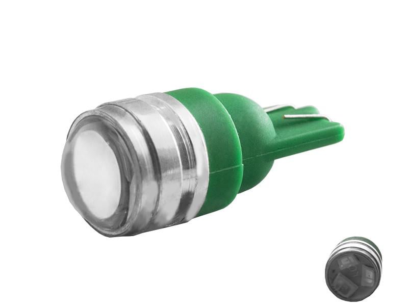 Автолампа світлодіодна з лінзою T10 W5W 12 В SMD2835-3led Зелений (1802)
