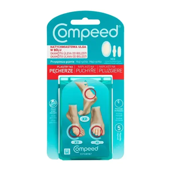 Медичні пластирі від вологих мозолів Compeed Mix Pack гідроколоїдні швидке загоєння 5 шт. (6837453) - фото 1