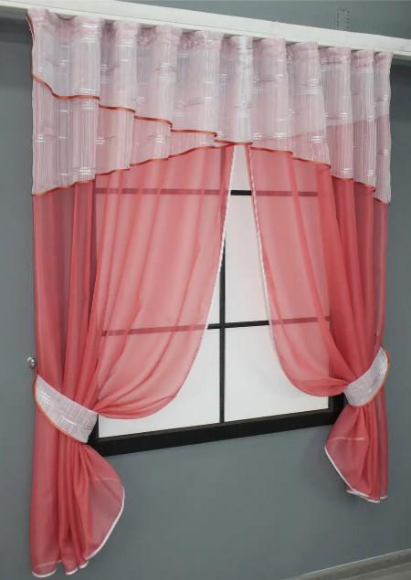 Шторки кухонні 280х170 см Марсала/Білий (091к) - фото 4 Шторки кухонні 280х170 см Марсала/Білий (091к) - фото 4