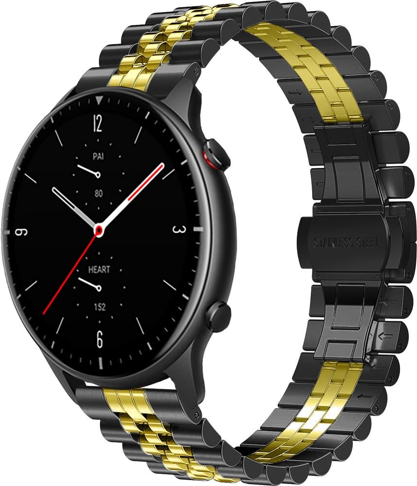 Браслет металлический Stech Line для Amazfit GTR 2 Black/Gold (29150-02)