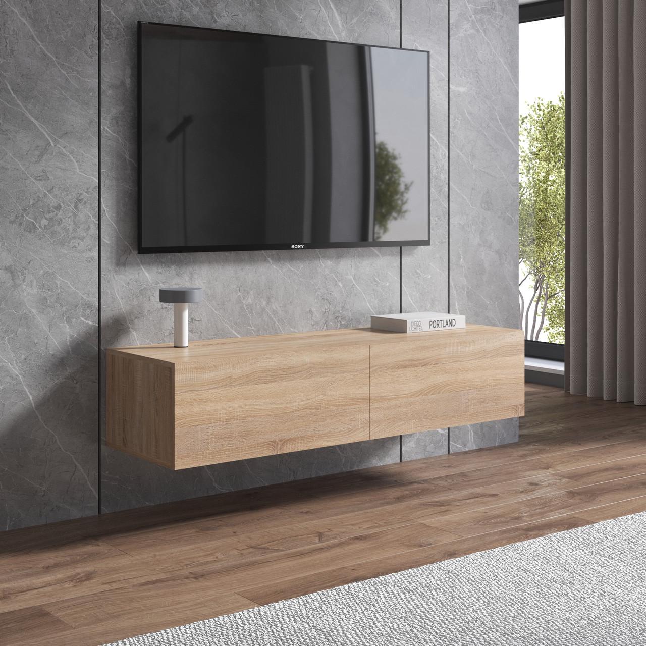 Тумба під телевізор навісна Вайс M-18 1392х418х300 мм Дуб сонома (30665777) - фото 1 Тумба під телевізор навісна Вайс M-18 1392х418х300 мм Дуб сонома (30665777) - фото 1