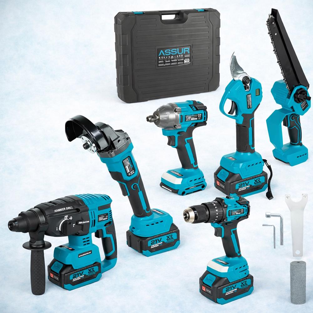 Набір акумуляторного інструменту 6в1 в кейсі 3 акумулятори 21 V/3000 mAh (ASR1053)