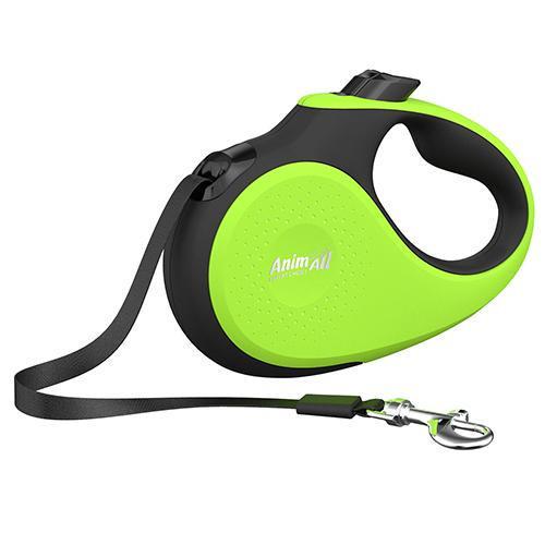 Повідець-рулетка AnimAll Deluxe М для собак до 25 кг 5 м Салатовий/Чорний