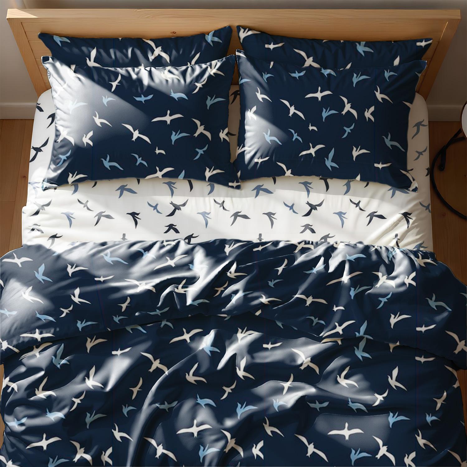 Комплект постельного белья Zastelli Birds on Blue Front бязь двуспальный 175х210 см Разноцветный (22625)